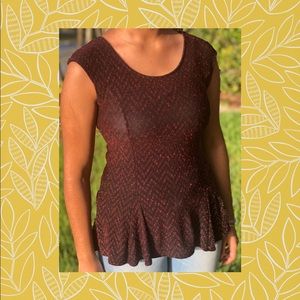 black and red shimmer top